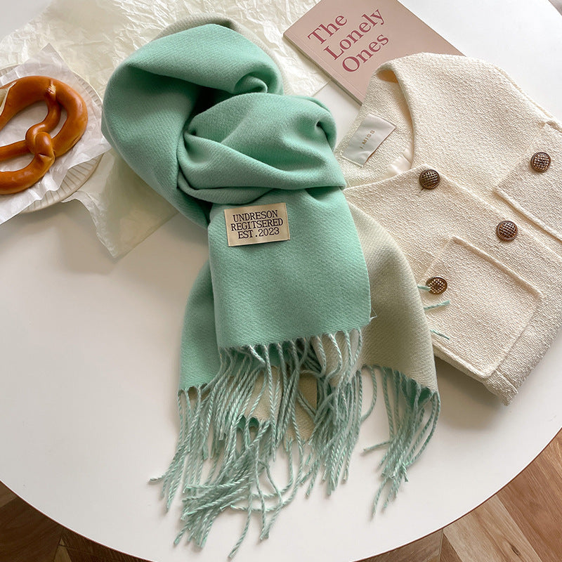 Women's Scarf Winter 2026 New Versatile Reversible Reversible Shawl Dual Purpose Pink Faux Cashmere Korean Style Premium